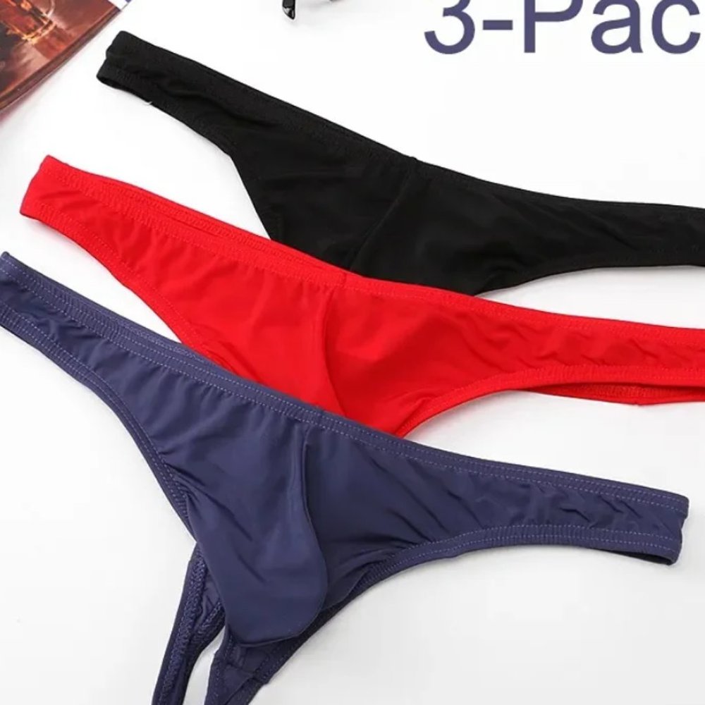 3-Pack Underwear for Men's thong bikini gay Size L Panties G-strings Lingerie